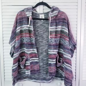 Billabong Open Front Poncho Hoodie Size Small